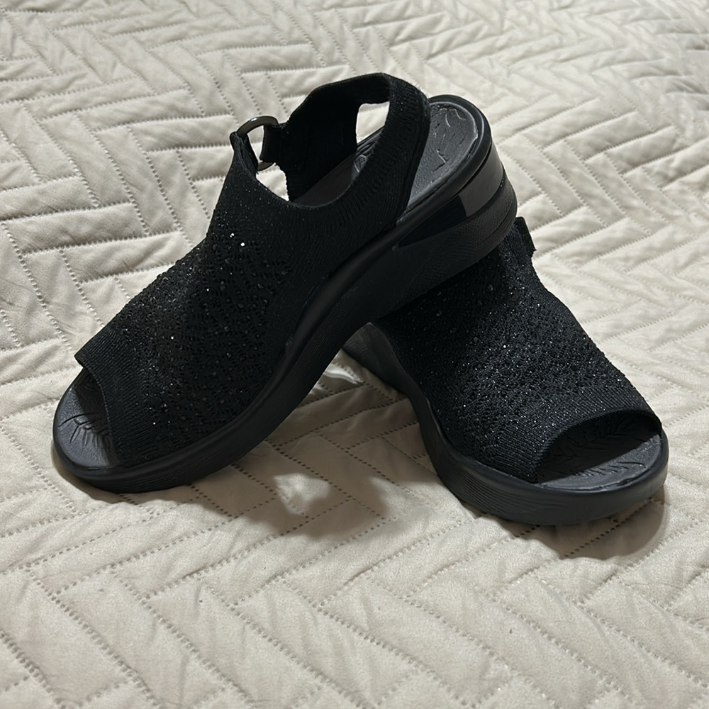 Bzees black sequin sandals